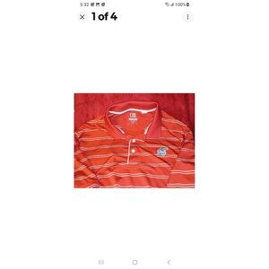 XL Mens Cutter And Buck KU pinstripe polo style shirt